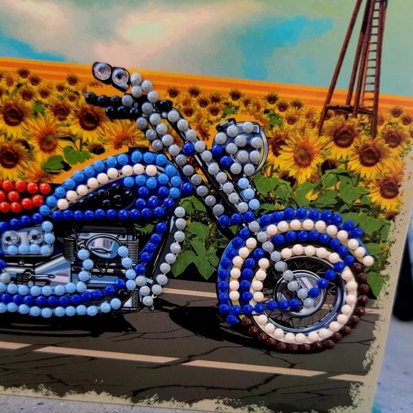 SALE‼️Motorcycle Blank Card Sunflower Fields Blue Multiuse Men Women Kids Teens - Picture 3 of 3